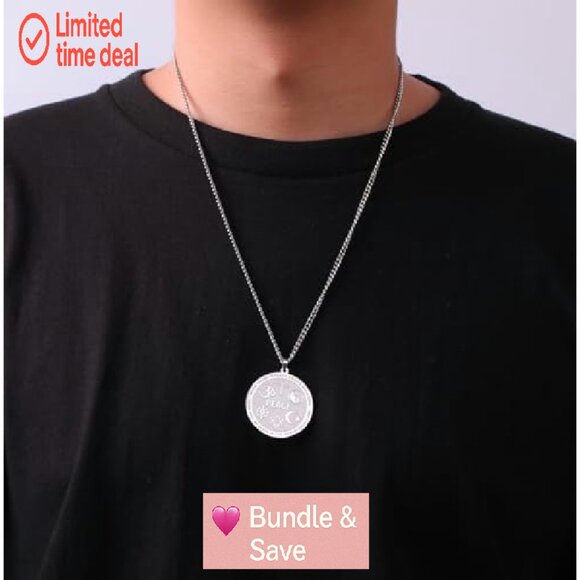 Stainless Steel Coexist Harmony Pendant Necklace Religious Symbol Jewelry - Picture 3 of 8